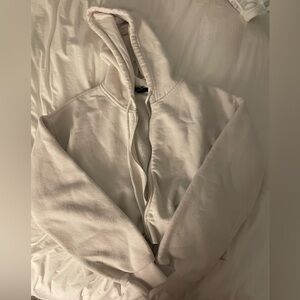 FOREVER 21 CROPPED WHITE ZIP UP